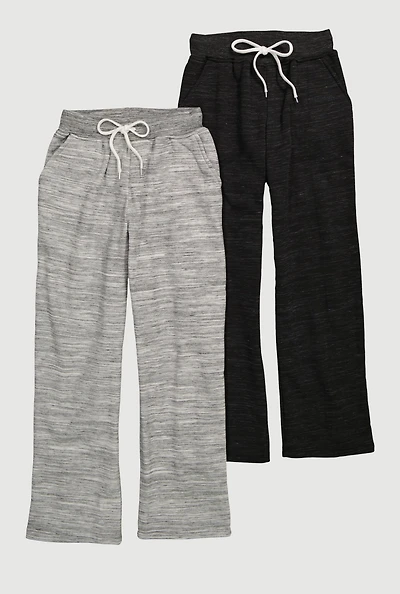 Fleece Lined Marled Straight Leg Track Pants 2 Pack