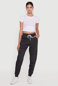 Womens Marled Drawstring Waist Joggers 2 Pack, Grey, Size M