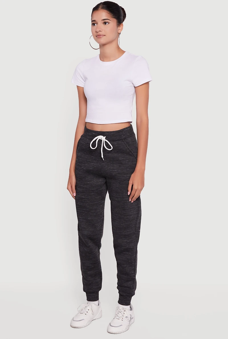 Marled Drawstring Waist Joggers 2 Pack