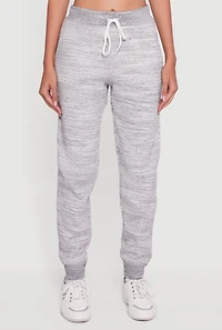 Womens Marled Drawstring Waist Joggers 2 Pack, Grey,