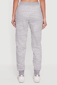 Womens Marled Drawstring Waist Joggers 2 Pack, Grey,