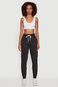 Womens Marled Drawstring Waist Joggers 2 Pack, Grey, Size S