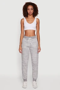 Womens Marled Drawstring Waist Joggers 2 Pack, Grey, Size S