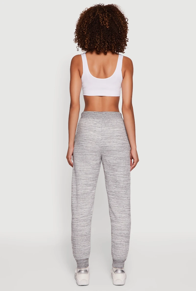Womens Marled Drawstring Waist Joggers 2 Pack, Grey, Size S