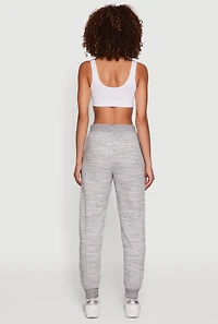 Womens Marled Drawstring Waist Joggers 2 Pack, Grey, Size S