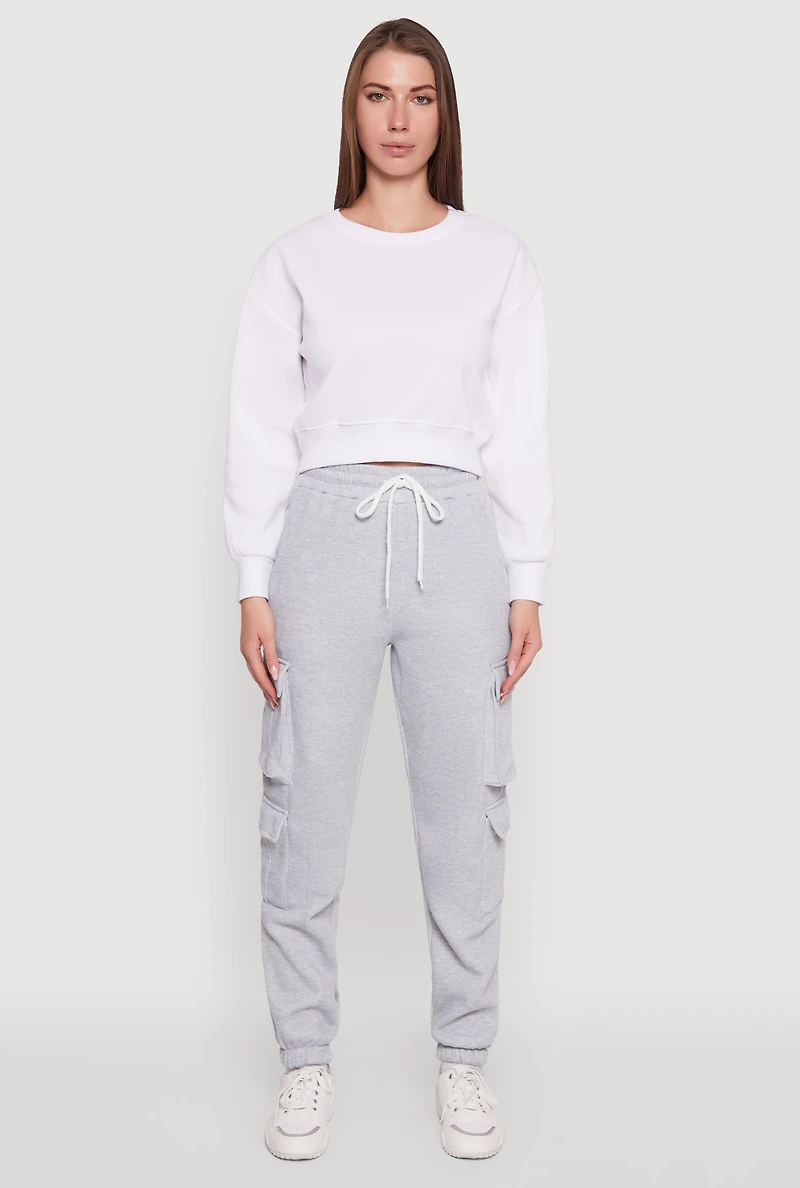 Womens Drawstring High Waisted Cargo Pocket Sweatpants,