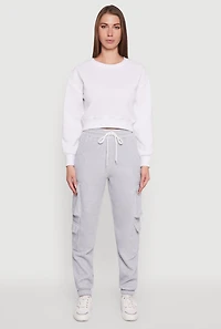 Womens Drawstring High Waisted Cargo Pocket Sweatpants,