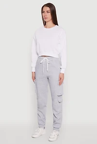 Womens Drawstring High Waisted Cargo Pocket Sweatpants,