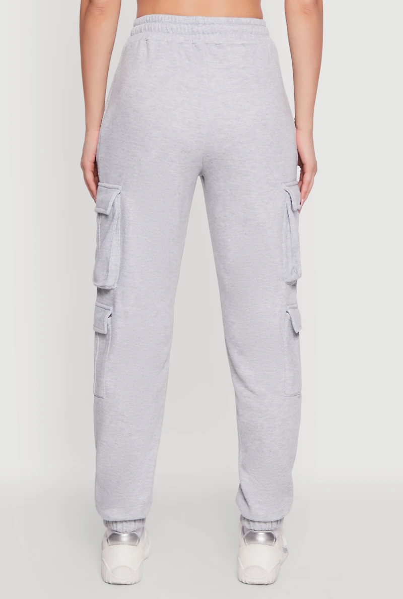 Womens Drawstring High Waisted Cargo Pocket Sweatpants,