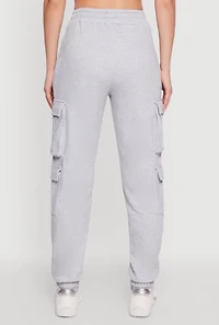 Womens Drawstring High Waisted Cargo Pocket Sweatpants,