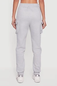 Womens Marled Elastic Waist Cargo Sweatpants, Grey, Size XL