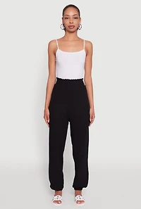 Womens Stylish Gauze Knit High Waisted Joggers, S