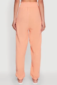 Womens Stylish Gauze Knit High Waisted Joggers, Orange, Size M