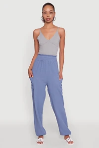 Womens Stylish Gauze Knit High Waisted Joggers,
