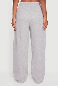 Womens Fleece Lined High Waisted Wide Leg Sweatpants, Grey, Size S