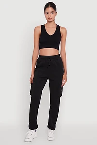 Womens High Waisted Love Graphic D Ring Closure Cargo Sweatpants,