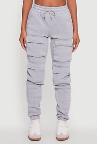 Womens High Waisted Fleece Cargo Pocket Sweatpants,