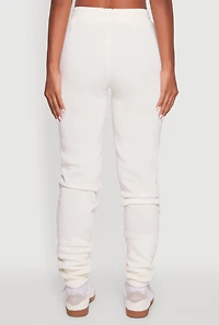 Womens High Waisted Fleece Cargo Pocket Sweatpants, White, Size XL