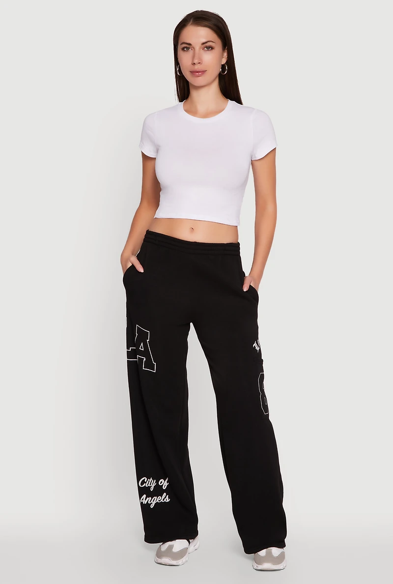 Womens Los Angeles Graphic Wide Leg Sweatpants,