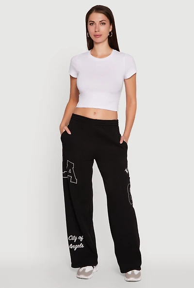 Womens Los Angeles Graphic Wide Leg Sweatpants,