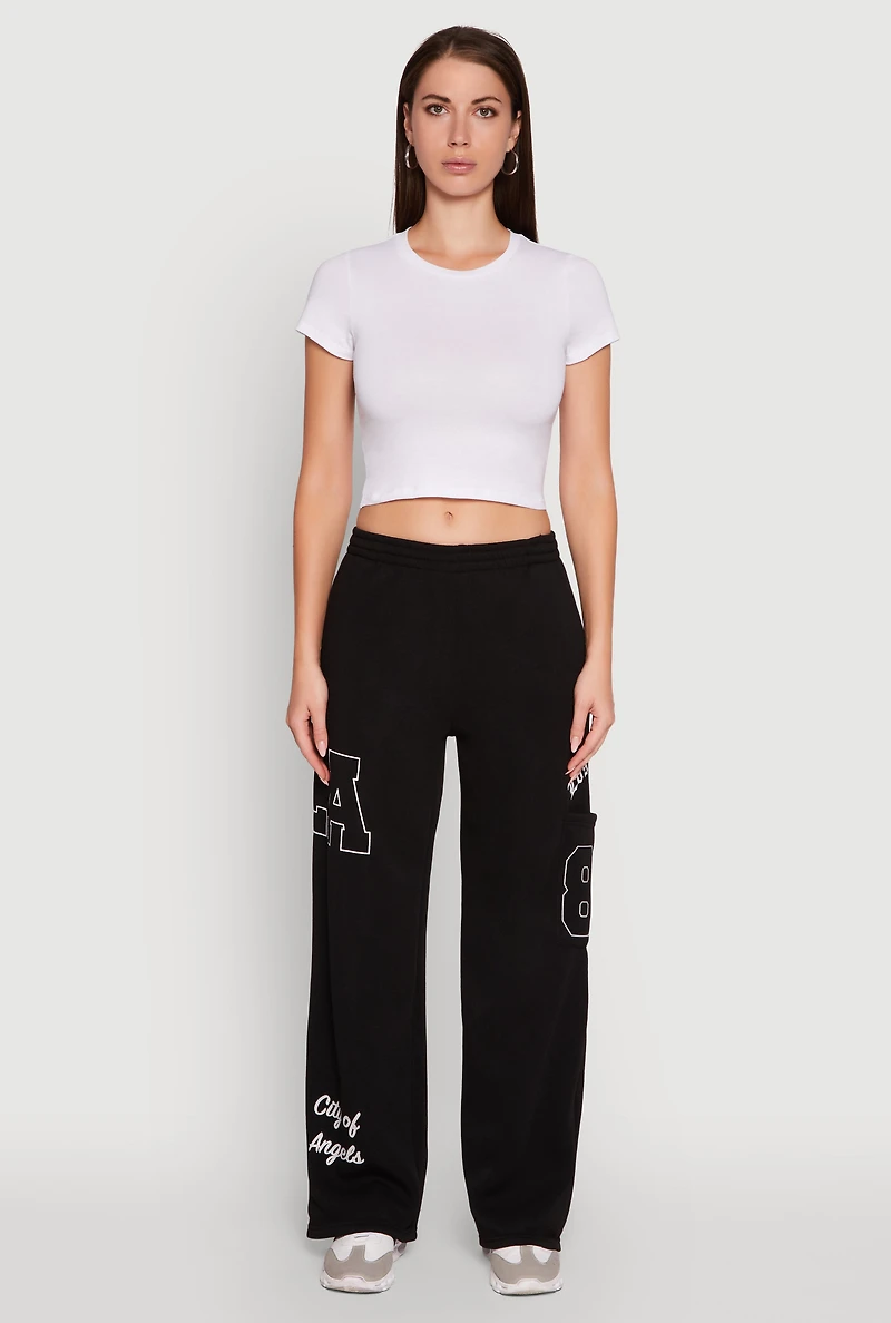 Womens Los Angeles Graphic Wide Leg Sweatpants,