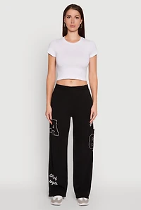 Womens Los Angeles Graphic Wide Leg Sweatpants,