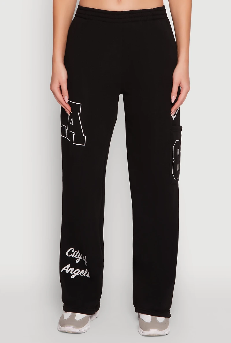 Womens Los Angeles Graphic Wide Leg Sweatpants,