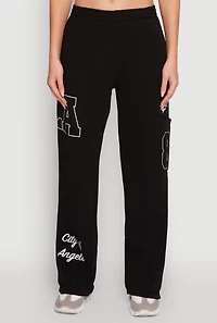 Womens Los Angeles Graphic Wide Leg Sweatpants,