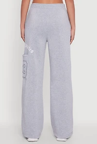 Womens Los Angeles Graphic Wide Leg Sweatpants, Grey, Size L