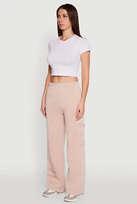 Womens Los Angeles Graphic Wide Leg Sweatpants, Khaki, Size M