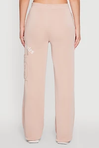 Womens Los Angeles Graphic Wide Leg Sweatpants, Khaki, Size M