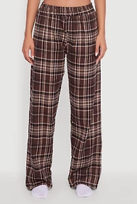 Womens Plaid Flannel Drawstring Waist Pants and Graphic Socks, L