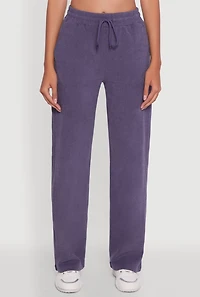 Womens Marled High Waisted Wide Leg Sweatpants with Headband, Blue, Size XL
