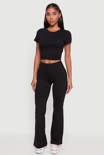 High Waisted Flare Leg Active Pants