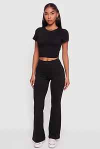 High Waisted Flare Leg Active Pants