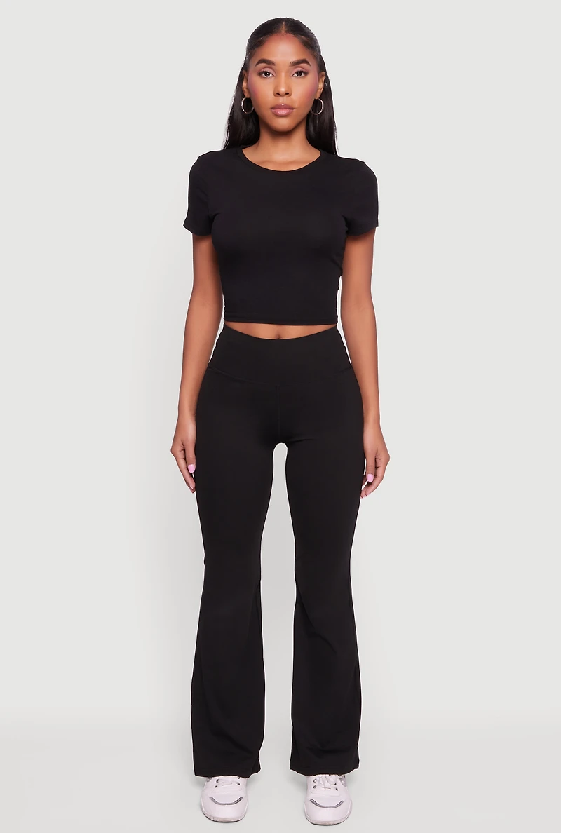 High Waisted Flare Leg Active Pants