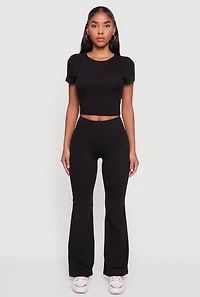 High Waisted Flare Leg Active Pants