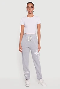 Womens New York 75 Graphic Drawstring Waist Sweatpants, Grey, Size S