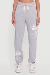 Womens New York 75 Graphic Drawstring Waist Sweatpants, Grey, Size S