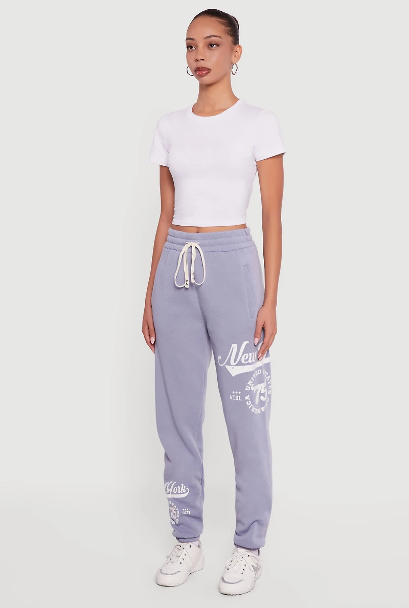 New York 75 Graphic Drawstring Waist Sweatpants
