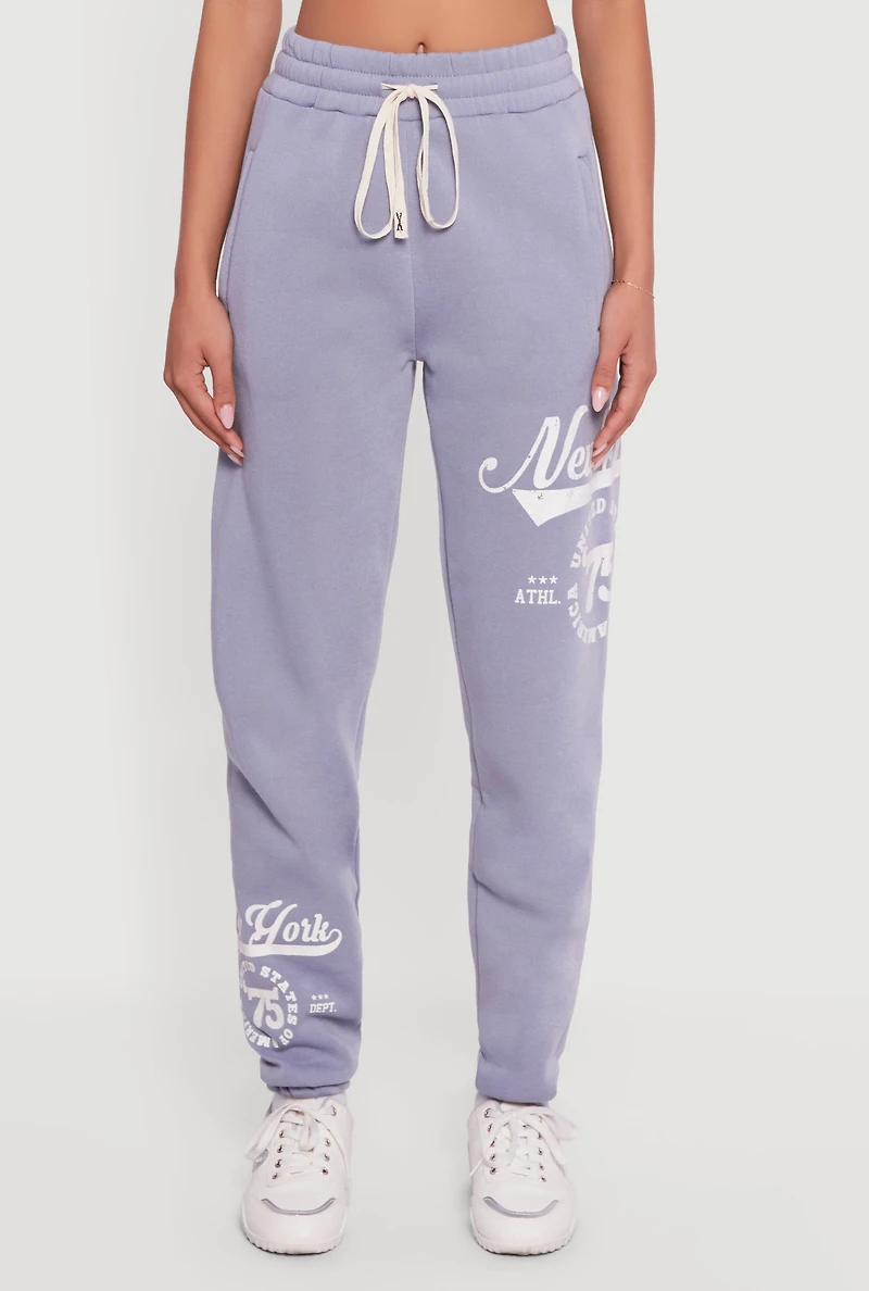 New York 75 Graphic Drawstring Waist Sweatpants