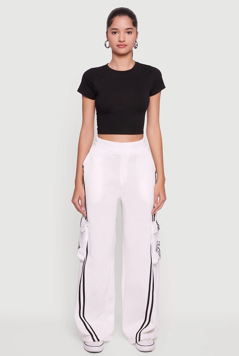 Brooklyn 83 Graphic Varsity Stripe Cargo Sweatpants