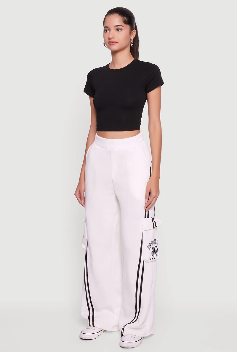 Brooklyn 83 Graphic Varsity Stripe Cargo Sweatpants