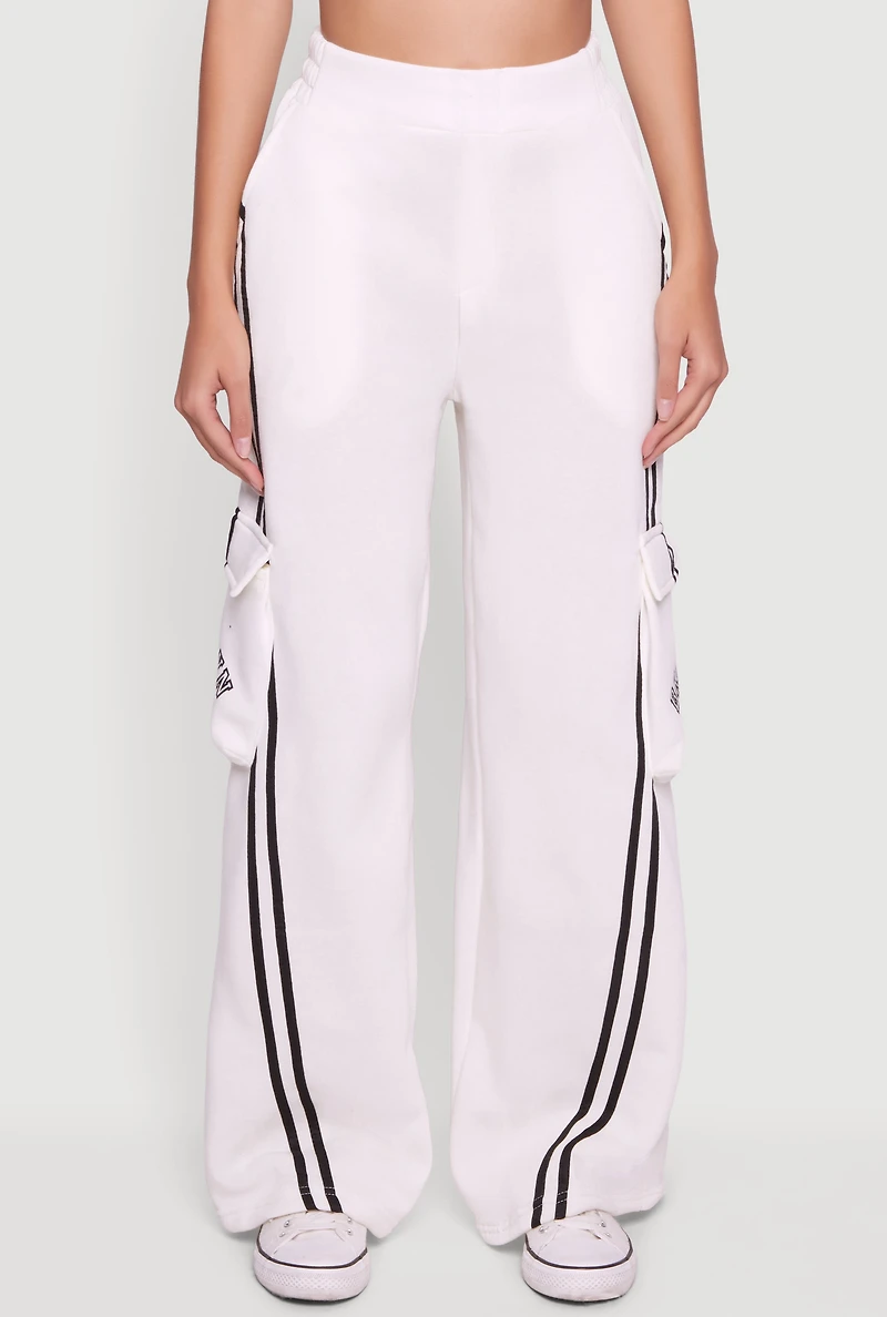 Brooklyn 83 Graphic Varsity Stripe Cargo Sweatpants