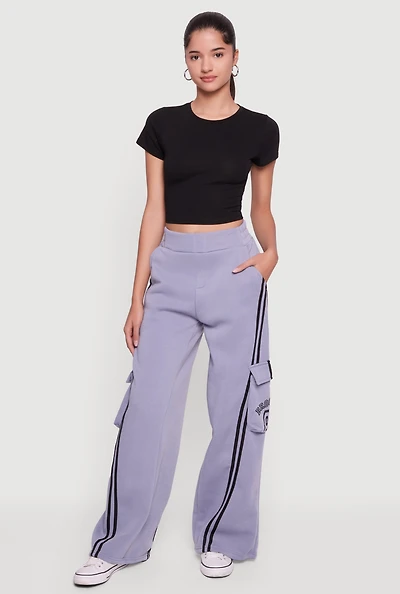 Womens Brooklyn 83 Graphic Varsity Stripe Cargo Sweatpants,