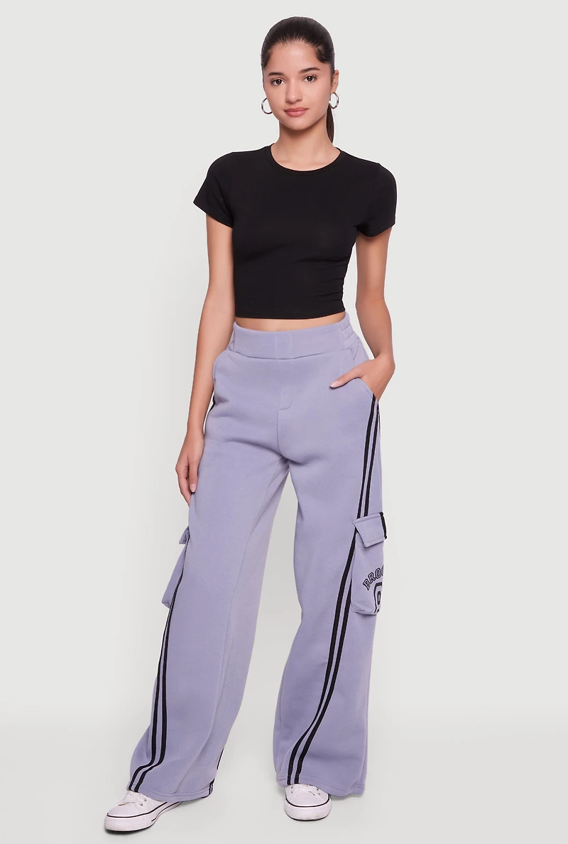 Brooklyn 83 Graphic Varsity Stripe Cargo Sweatpants