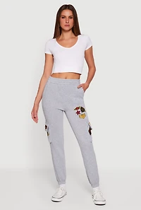 Womens Elite Force Patch Graphic High Waisted Sweatpants, Grey, Size XL