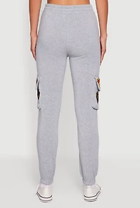 Womens Elite Force Patch Graphic High Waisted Sweatpants, Grey, Size XL