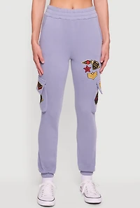 Womens Elite Force Patch Graphic High Waisted Sweatpants, Blue, Size XL