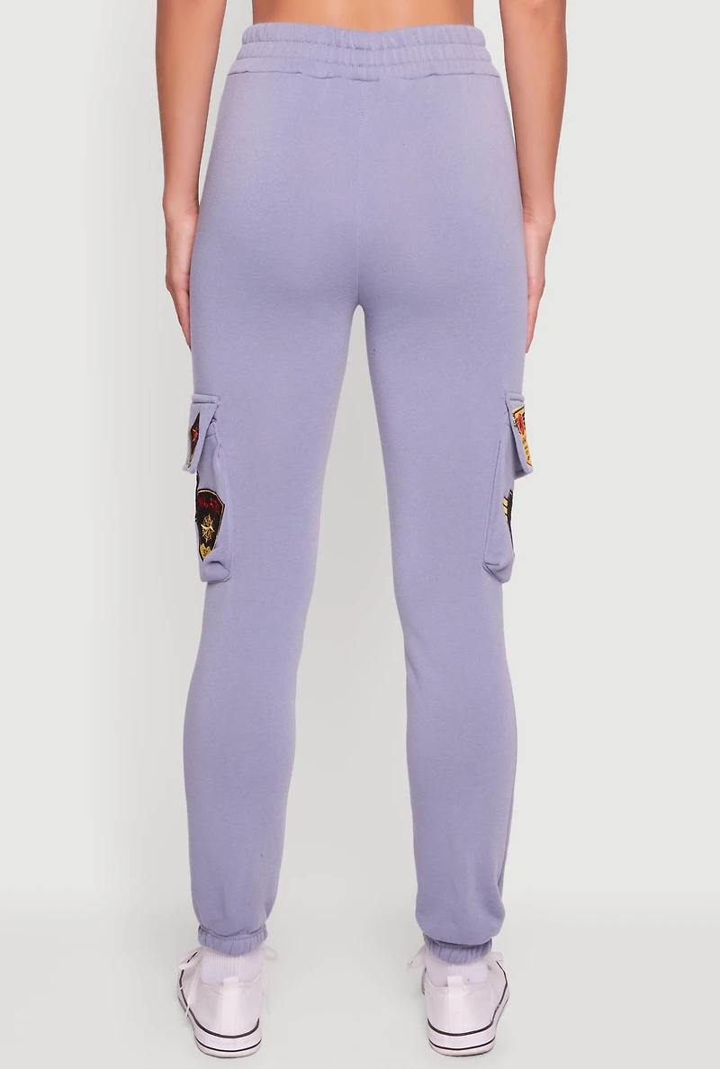 Womens Elite Force Patch Graphic High Waisted Sweatpants, Blue, Size XL